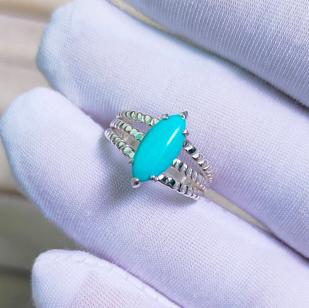 Natural Sleeping Beauty Turquoise Ring 925 Sterling Silver Ring ...