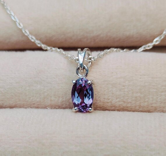 アレキサンドライトネックレス、925スターリングシルバーネックレス