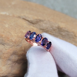 Natural iolite Band Ring, Oval Cut Iolite Ring, 925 Sterling Silver Ring, iolite Silver Ring Multi Iolite Ring, Hand Made Ring, Wedding Ring