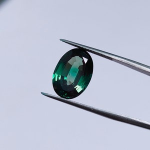 Teal sapphire stone, Oval cut teal sapphire, Green teal sapphire, 14x10 mm oval teal sapphire, Lab grown teal sapphire