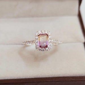 Natural Ametrine Ring, 925 sterling Silver Ring, octagon cut ametrine ring, ametrine silver ring, Natural Ametrine Halo Ring, Wedding Ring