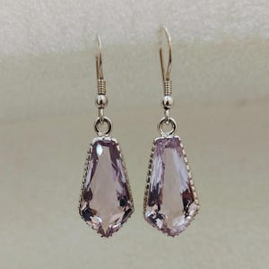 pendientes de amatista rosa de francia pendientes de plata de ley 925 pendientes colgantes rosa de francia pendientes de amatista rosa talla elegante rosa de farnce