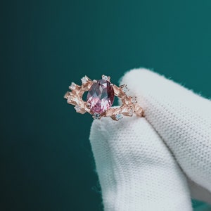 Lab Created Alexandrite Ring, 925 Sterling Silver Ring, Color Change Stone Ring, Oval Cut Alexandrite Ring, Engagement Ring, Ring for gift