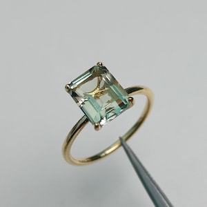 Natural Green Amethyst Ring, 925 Sterling Silver Ring, Octagon Cut Green Amethyst Ring, Hand Made Ring, Ring for Gift