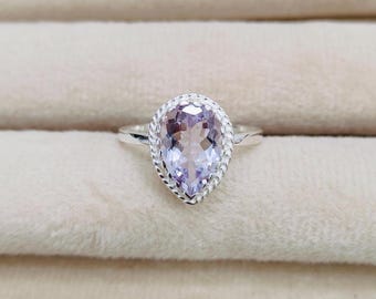 ローズ・ド・フランスリング、ライトピンクアメジストリング、925