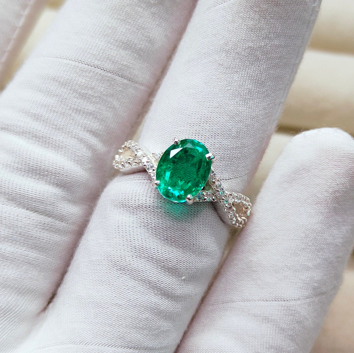 Lab created emerald ring same as top quality natural emerald Etsy