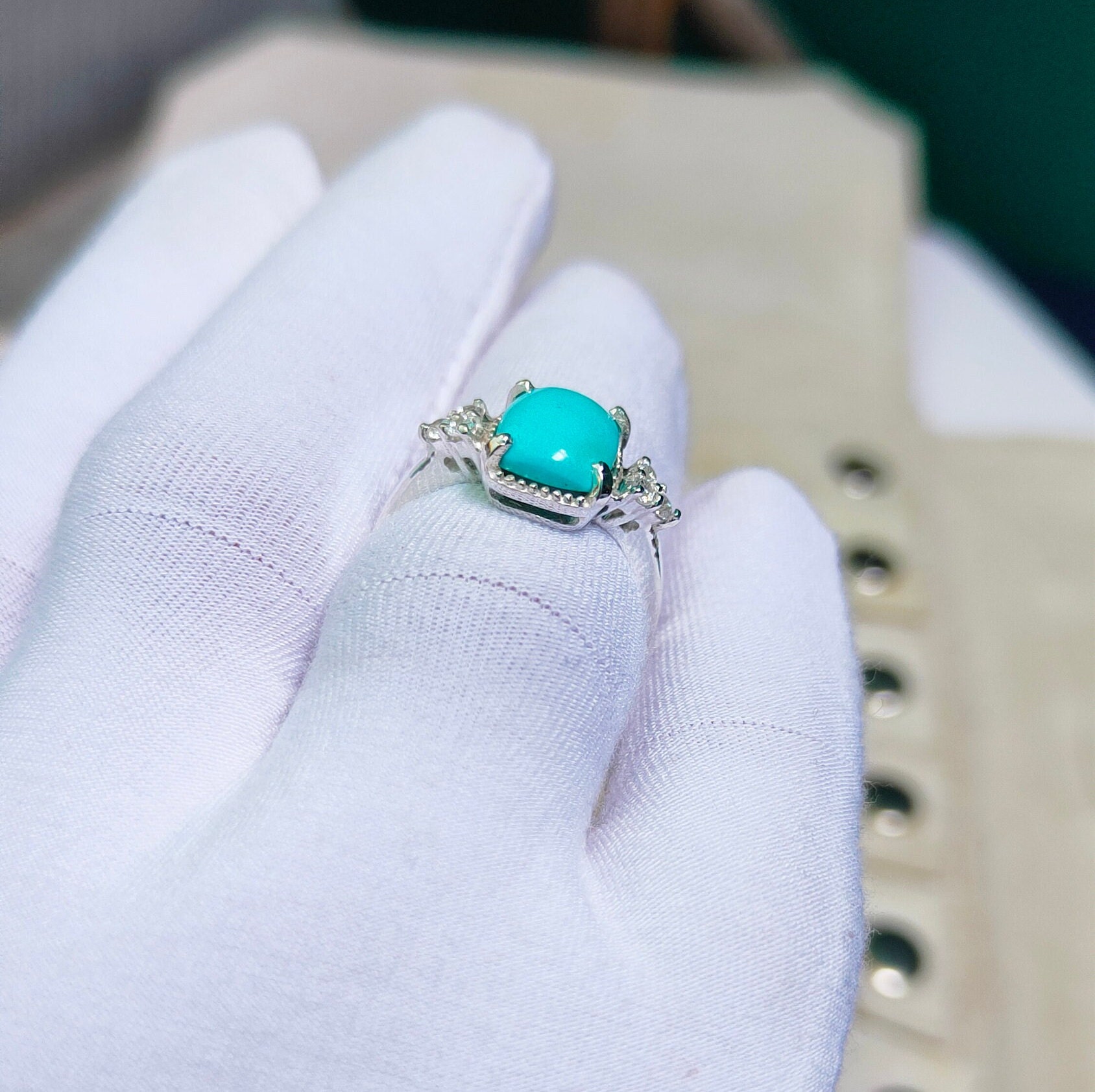 Natural Sleeping Beauty Turquoise Ring 925 Sterling Silver Ring