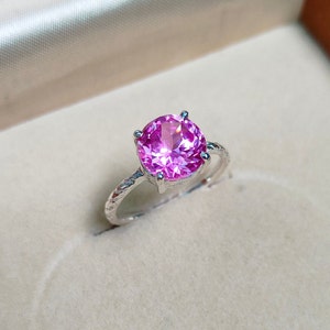 Pink Diamond Ring, Round Pink Diamond Ring, 925 sterling silver ring, Pink diamond silver ring, diamond engagement ring lab grown diamond