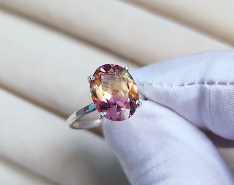 Natural Ametrine Ring, Oval cut Ametrine Ring, 925 sterling Silver Ring, Ametrine hand made ring, Ametrine Engagement Ring, Wedding Ring
