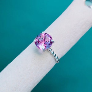 Rose De France Amethyst Ring, 925 Sterling Silver Ring, Natural Amethyst Ring, round cut Amethyst Ring, Pink Amethyst Ring, Wedding ring