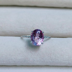 Rose De France Amethyst Ring 925 Sterling Silver Ring, Natural Amethyst Ring, Oval cut Amethyst Ring, Pink Amethyst Ring, Wedding ring