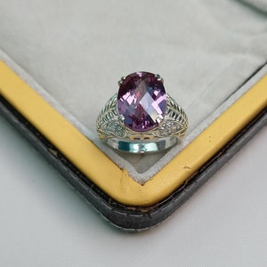 Alexandrite Ring, 925 Sterling Silver Ring, Lab Created Alexandrite Ring, Oval Cut Alexandrite Ring, Color Change Stone Ring, Ring for Gift