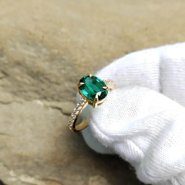 Lab Grown Emerald Ring Etsy
