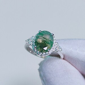 Natural Moss Agate Ring, Oval cut Moss Agate Ring, Moss Agate 925 Sterling Silver Ring, Green Moss Agate Ring, Moss Agate Engagement Ring