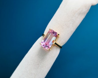 天然アメトリンリング、925スターリングシルバーリング、八角形カット