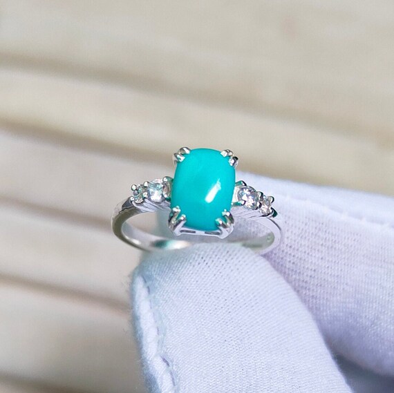 Natural Sleeping Beauty Turquoise Ring 925 Sterling Silver Ring