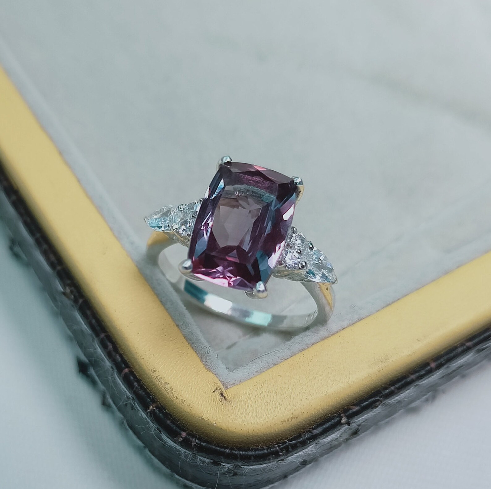 Alexandrite Ring Lab Created Alexandrite Ring 925 Sterling Etsy