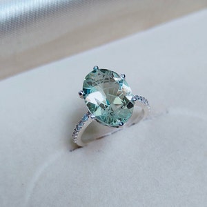 Natural Green Amethyst Ring, Oval Cut Green Amethyst Ring, 925 Sterling Silver Ring Net cut green Amethyst Ring Hand Made Ring Ring for gift