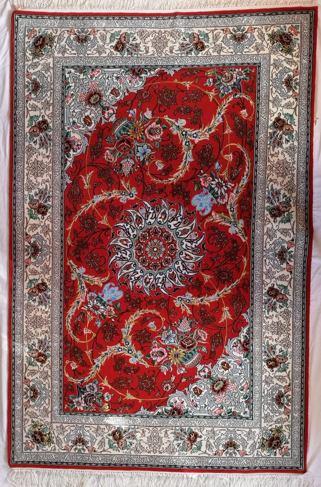 Persian handmade silk rug wool and silk red colour exotic and Etsy