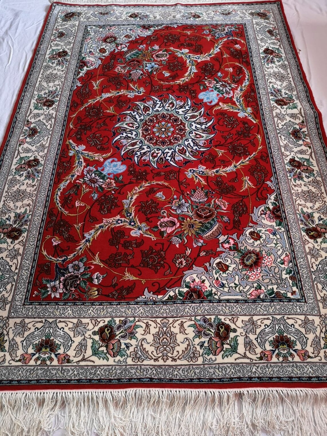 Persian Handmade Silk Rug Wool and Silk Red Colour Exotic and Etsy
