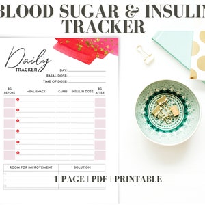Daily Glucose Tracker: Insulin & Nutrition Journal for Type 1 and 2 Diabetes Management