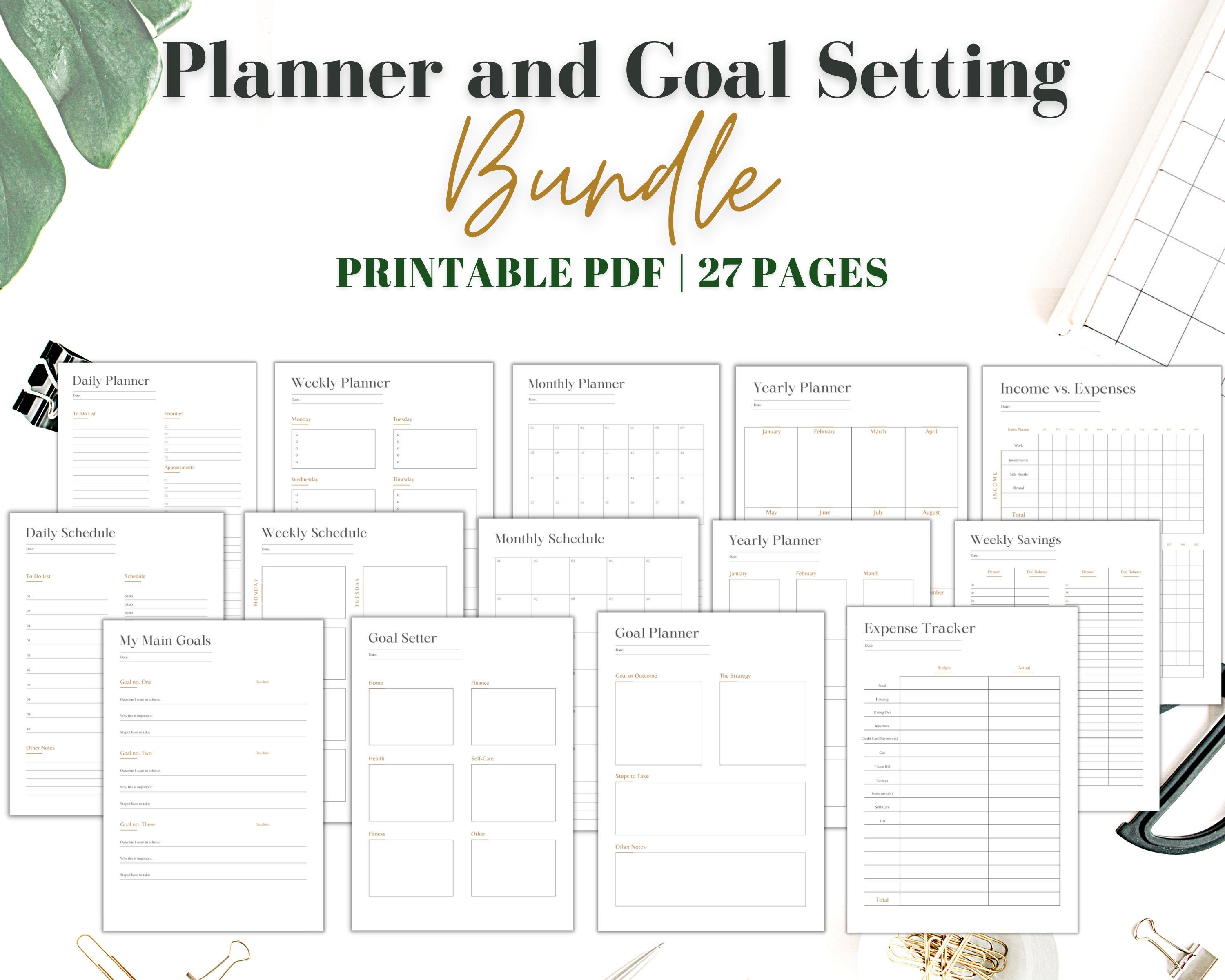 Planner and Goal Setting Printable Bundle Financial Planner | Etsy