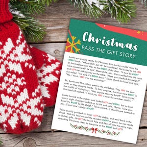 Pass the Gift Christmas Party Game | Family & Office Holiday Fun | Printable Left Right Story