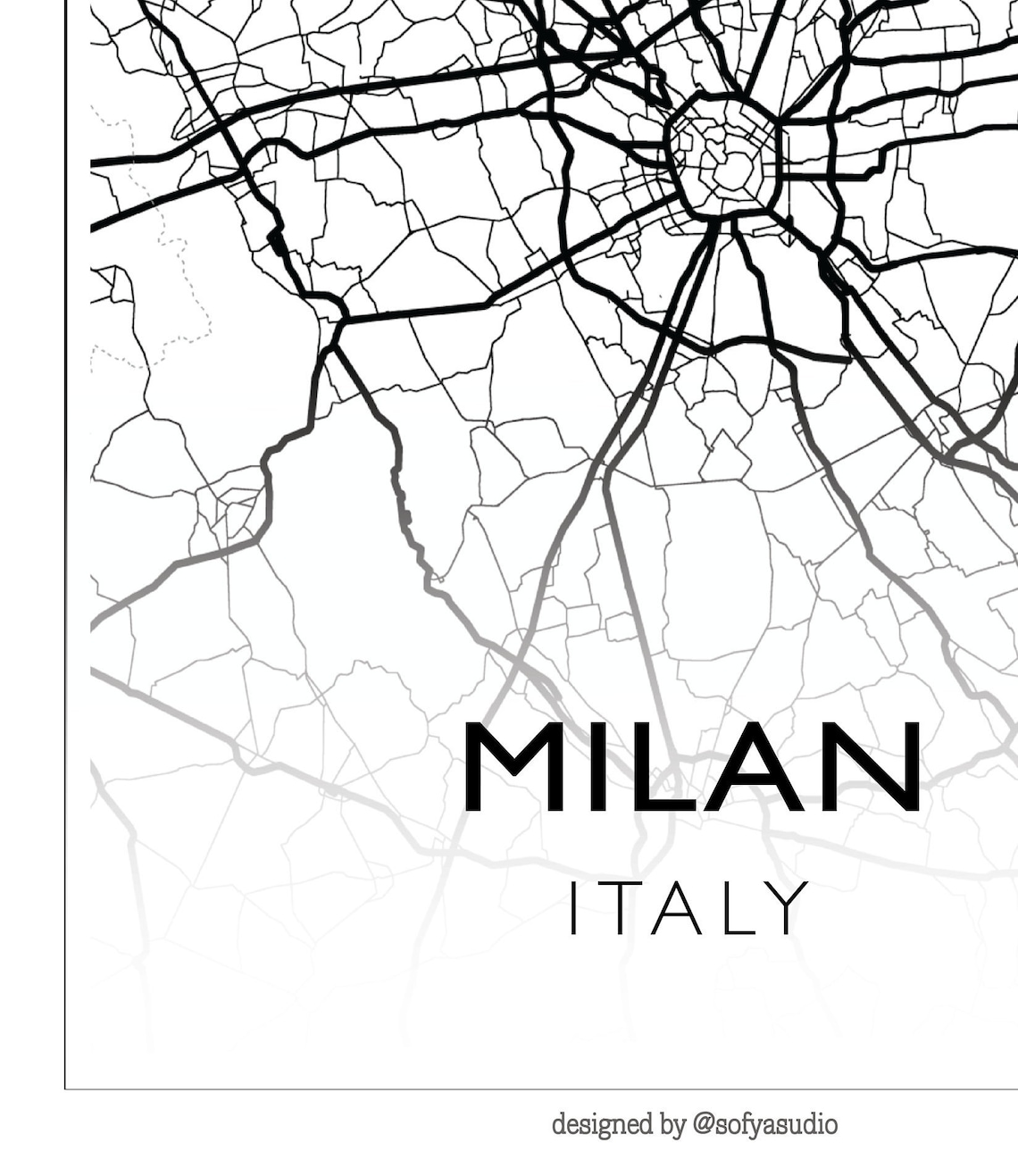 MILAN Map Print City Maps Milan Print Milan Map Map of | Etsy