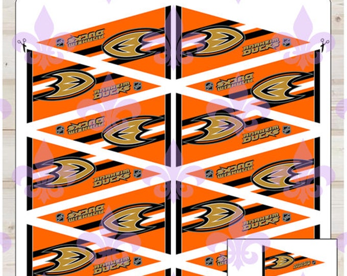 Anaheim Ducks PNG File cut and glue to a stick Hockey Cupcake Toppers Just print DIY Pennant Flag Favors