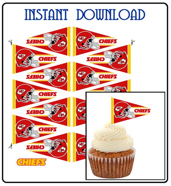 Kansas City Chiefs Football Cupcake Toppers PNG File DIY | Etsy