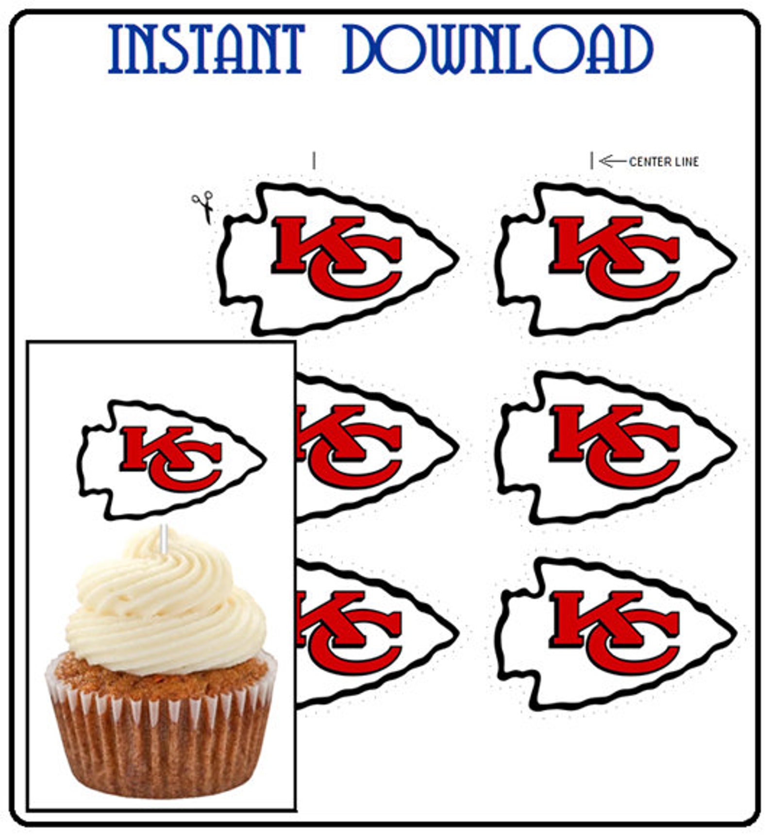 Kansas City Chiefs Logo Football Cupcake Toppers PNG | Etsy