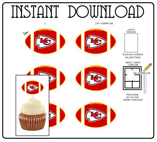Kansas City Chiefs Football Cupcake Toppers PNG File | Etsy