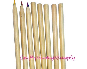 Set of 8 rainbow pencils colored wood multicolored pencil (W107)