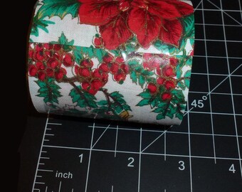 10 m, poinsettia de Noël, pommes de pin, houx, ruban artisanal en coton, tissu vintage, 3 po.