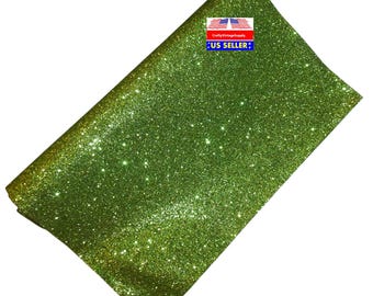 Light green glitter  faux leather fabric sheet for crafting hair bows