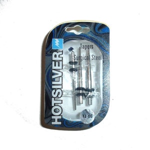 Toucan Hot Silver ear taper set 12-86 surgical steel (V126)