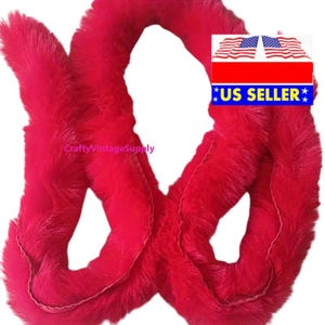 1 yard red faux fur trim artificial furry strip sewing crafts diy