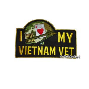 I love my vietnam veteran iron on clothing patch black 5.75"