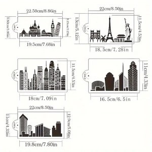 Edifícios da cidade 5 peças bolo Paris Roma Londres scrapbook bolo cartão estêncil para azulejos e artesanato (Y43)