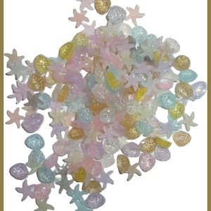 Conchas de mar en forma de estrella, superpequeñas uñas iridiscentes de color rosa, azul y blanco, 50 unidades (p37c)