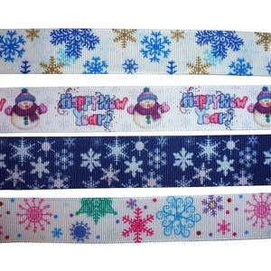 Grosgrain lint 5 yards sneeuwvlokken sneeuwpoppen 1&quot;