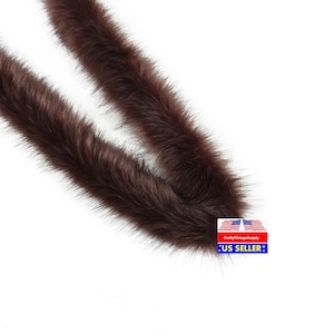 1 yard coffee brown with black tips 3" wide ribbon strip sewing trim faux fur