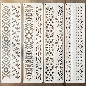4pcs flower border dots leaves stencils