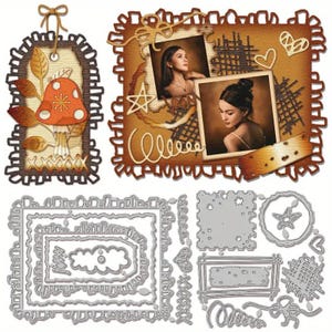 Étiquette de 19 embellissements de carte postale, matrices de découpe en métal pour scrapbooking