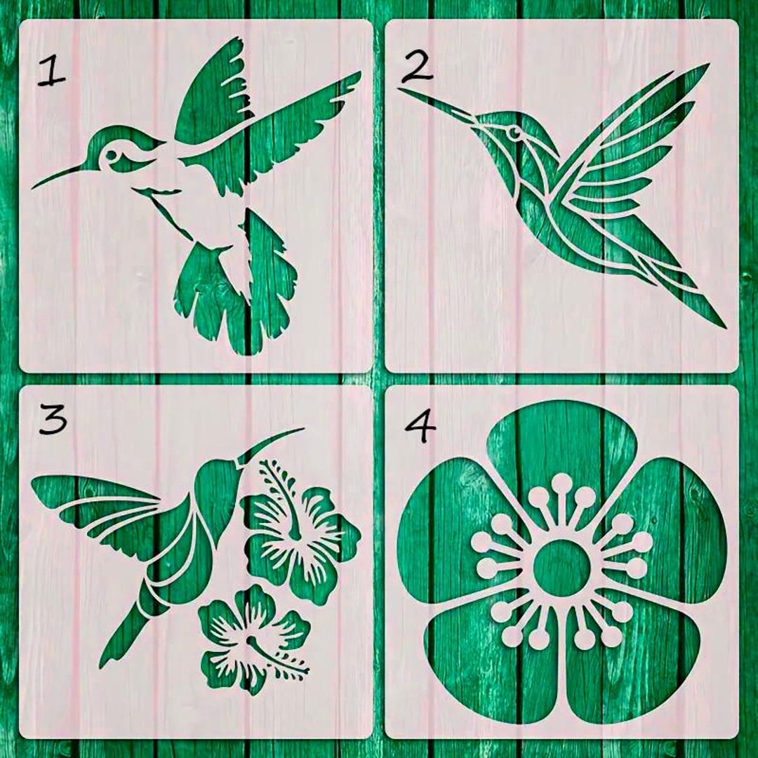Hummingbird Hibiscus Bird Stencil for Tile and Crafts 6" X 6" - Etsy