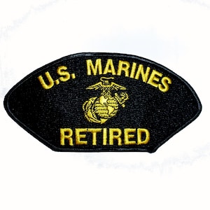 U.S. Marines USMC Retired Patch Black Oval Shape 6"