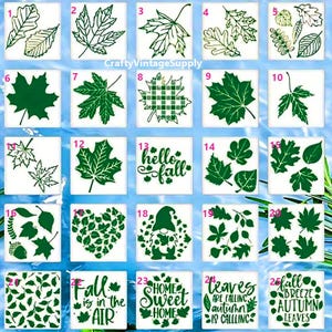 Bonjour feuilles d'automne carte de voeux d'automne pochoir d'emballage cadeau pour travaux manuels sur carrelage 6 x 6 po