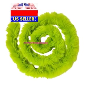1 yard lime green faux fur trim artificial furry strip sewing crafts diy
