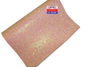Roze perzik microglitter laken van kunstleer voor het maken van haarelastiekjes