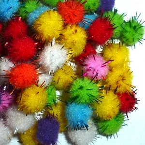 Pompons 300 peças de bolas de pompom de feltro misturadas com glitter 3/8&quot; 10mm